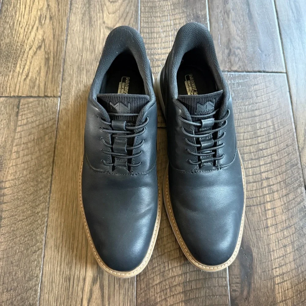 Mark Nason Skechers Hands Free Slip-ins Black Leather Oxford Shoes Mens 10
